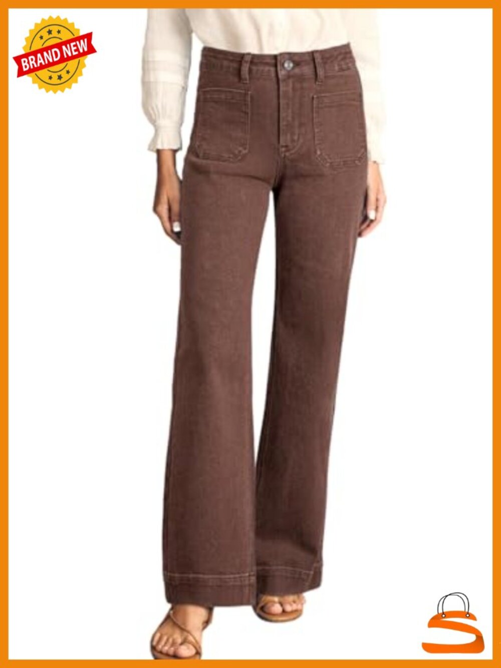 High Waisted Wide Leg Stretchy Straight Leg Jeans with Pockets